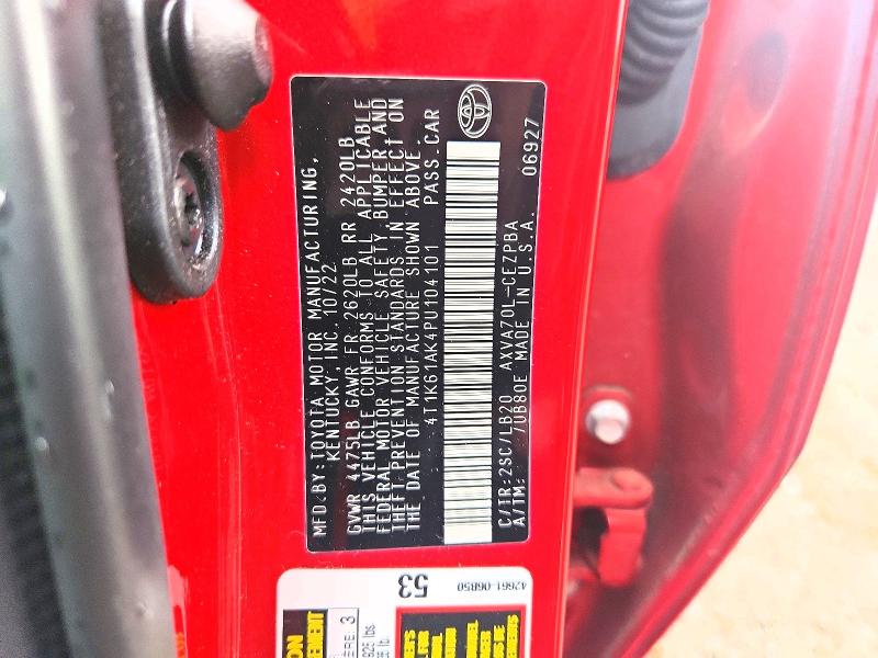 52494576 :رقم المزاد ، 4T1K61AK4PU104101 vin ، 2023 Toyota Camry مزاد بيع