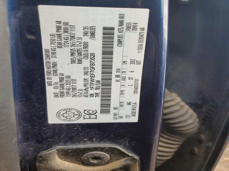 Продажа на аукционе авто 2016 Ford F150, vin: 1FTFW1EF7GFB73520, номер лота: 52150066