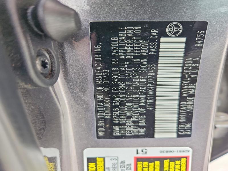 2023 Toyota Camry მანქანა იყიდება აუქციონზე, vin: 4T1R11AK4PU778455, აუქციონის ნომერი: 53084146