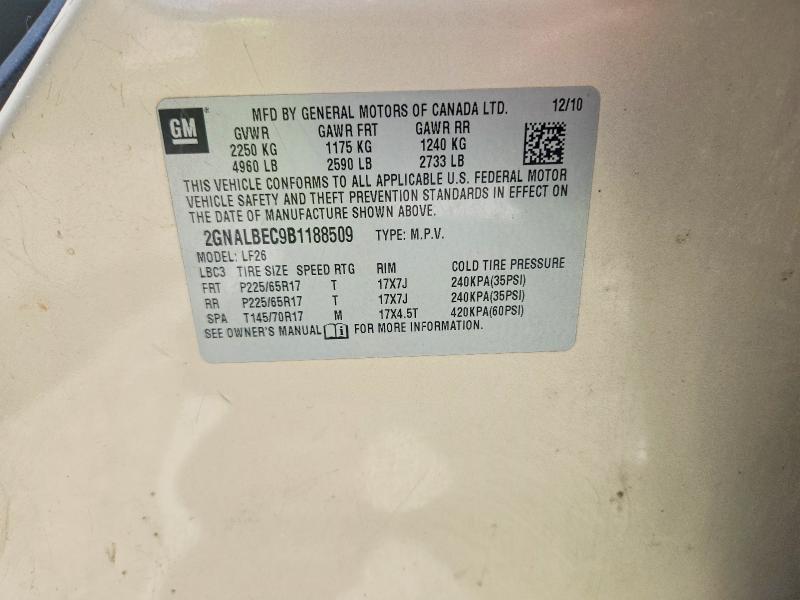 Aukcja sprzedaży 2011 Chevrolet Equinox, vin: 2GNALBEC9B1188509, numer aukcji: 53781346