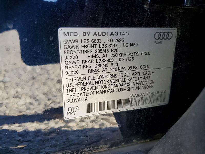 Продаж на аукціоні авто 2017 Audi Q7, vin: WA1LAAF73HD054900, номер лоту: 54002496