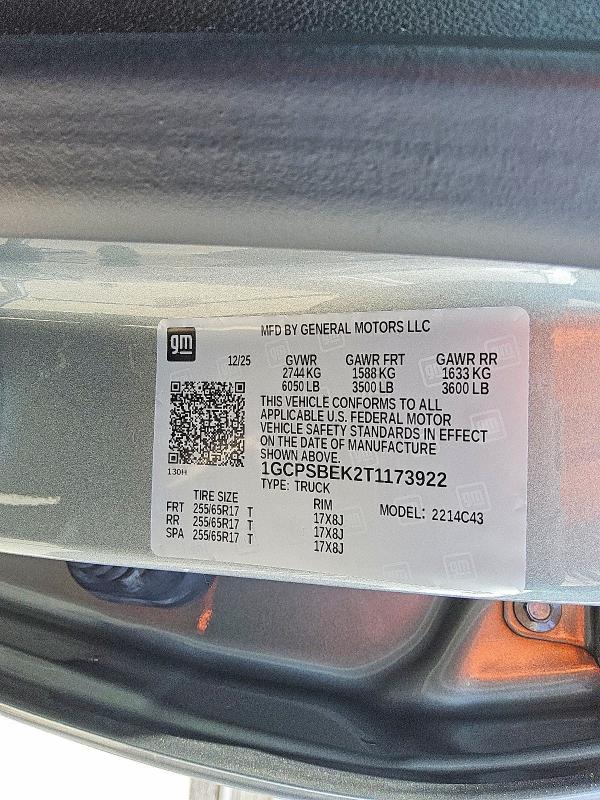 52712036 :رقم المزاد ، 1GCPSBEK2T1173922 vin ، 2026 Chevrolet Colorado مزاد بيع