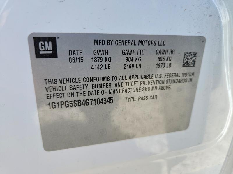 Aukcja sprzedaży 2016 Chevrolet Cruze Limited, vin: 1G1PG5SB4G7104345, numer aukcji: 53336616
