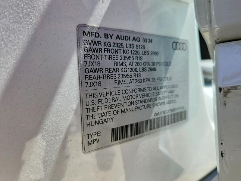 2024 Audi Q3 მანქანა იყიდება აუქციონზე, vin: WA1DECF35R1117113, აუქციონის ნომერი: 54943156