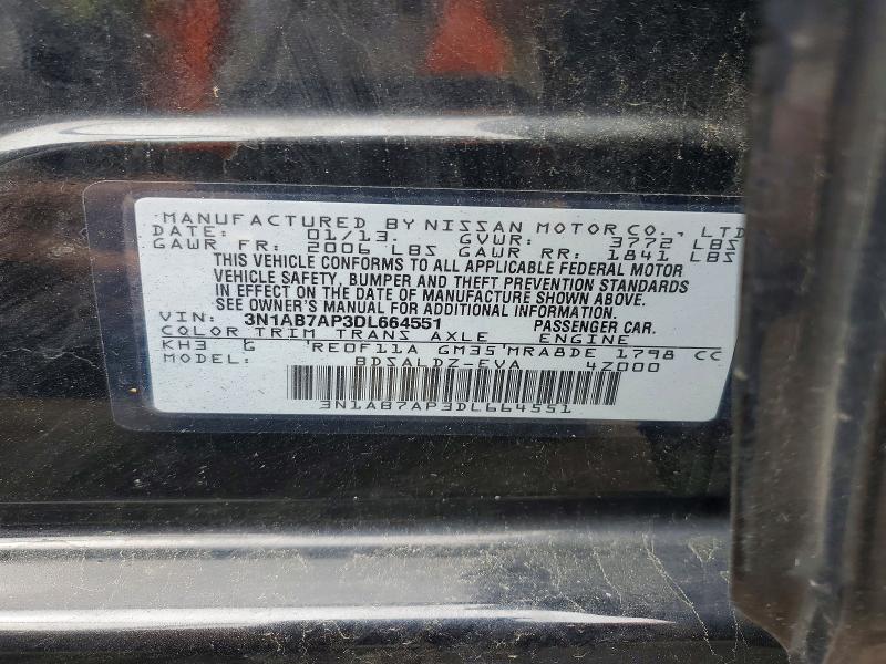 Продаж на аукціоні авто 2013 Nissan Sentra, vin: 3N1AB7AP3DL664551, номер лоту: 52312546