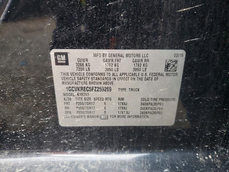 Продаж на аукціоні авто 2015 Chevrolet Silverado, vin: 1GCVKREC5FZ259269, номер лоту: 52603466