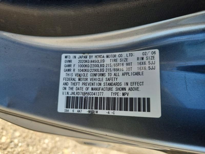 54324696 :رقم المزاد ، JHLRD785X6C041377 vin ، 2006 Honda Cr-v مزاد بيع