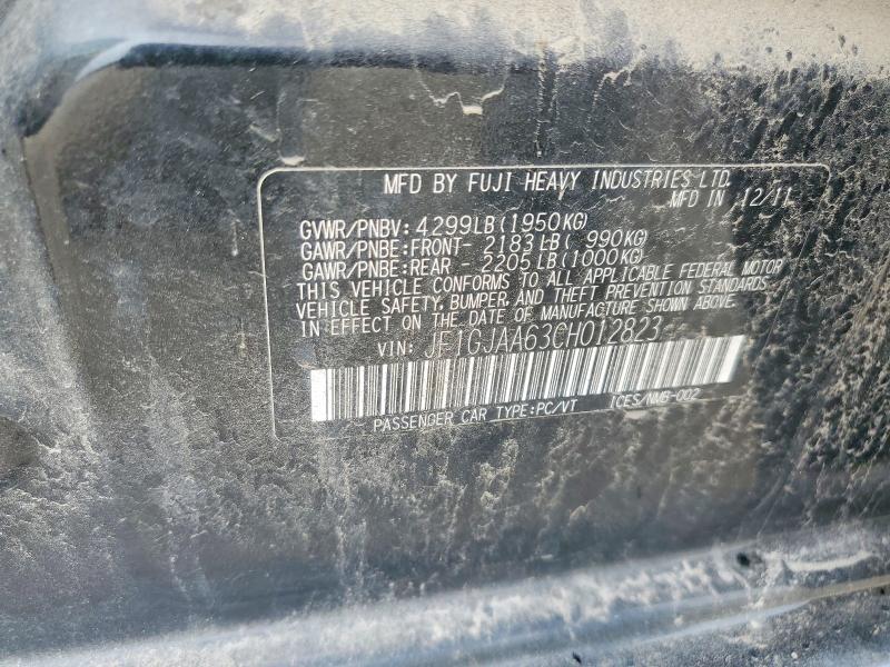 2012 Subaru Impreza მანქანა იყიდება აუქციონზე, vin: JF1GJAA63CH012823, აუქციონის ნომერი: 54507456