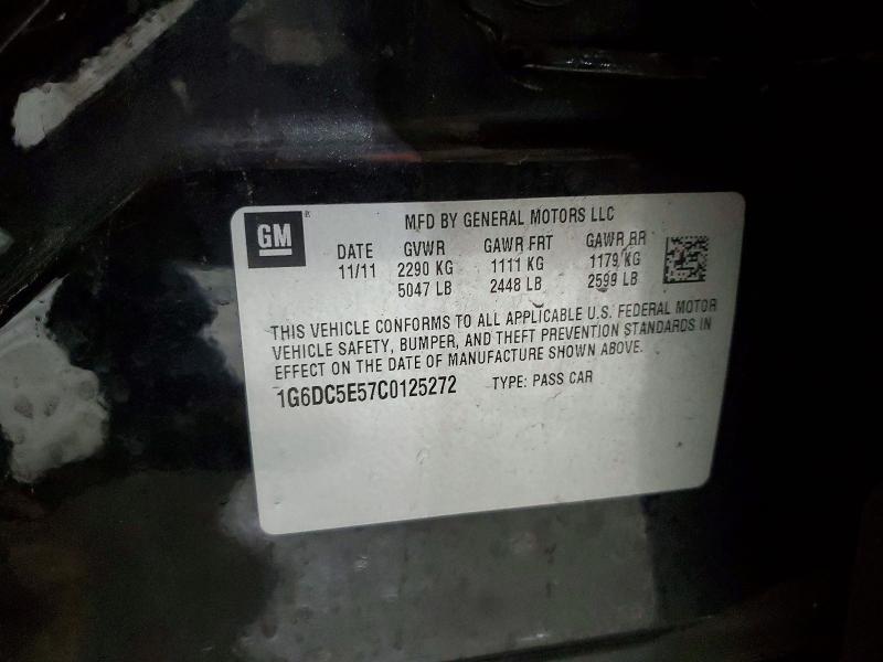 52388556 :رقم المزاد ، 1G6DC5E57C0125272 vin ، 2012 Cadillac Cts مزاد بيع