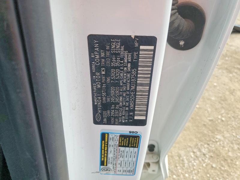 2021 Hyundai Palisade მანქანა იყიდება აუქციონზე, vin: KM8R5DHE7MU187585, აუქციონის ნომერი: 55016366