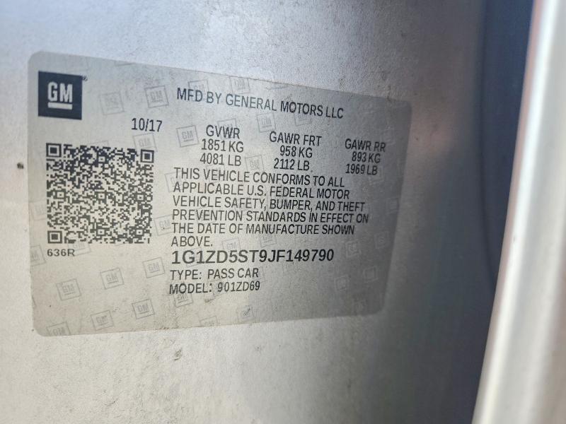Продаж на аукціоні авто 2018 Chevrolet Malibu, vin: 1G1ZD5ST9JF149790, номер лоту: 55336786