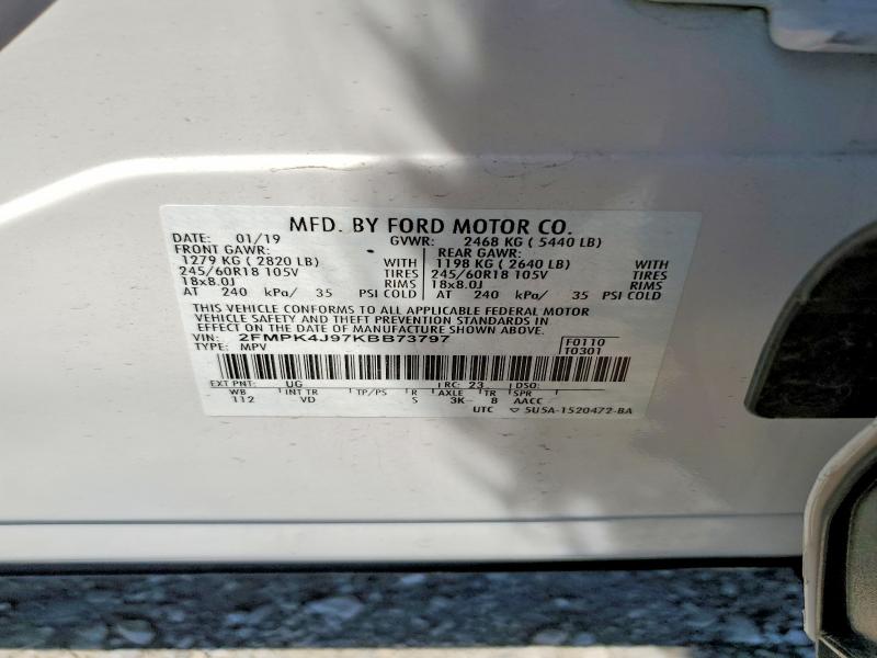 Aukcja sprzedaży 2019 Ford Edge, vin: 2FMPK4J97KBB73797, numer aukcji: 52318336