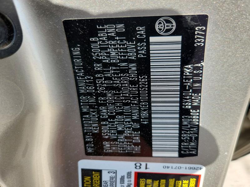 Продажа на аукционе авто 2013 Toyota Avalon, vin: 4T1BK1EB1DU052265, номер лота: 53334586