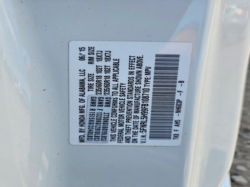 Продаж на аукціоні авто 2015 Honda Odyssey, vin: 5FNRL5H99FB108710, номер лоту: 54508636