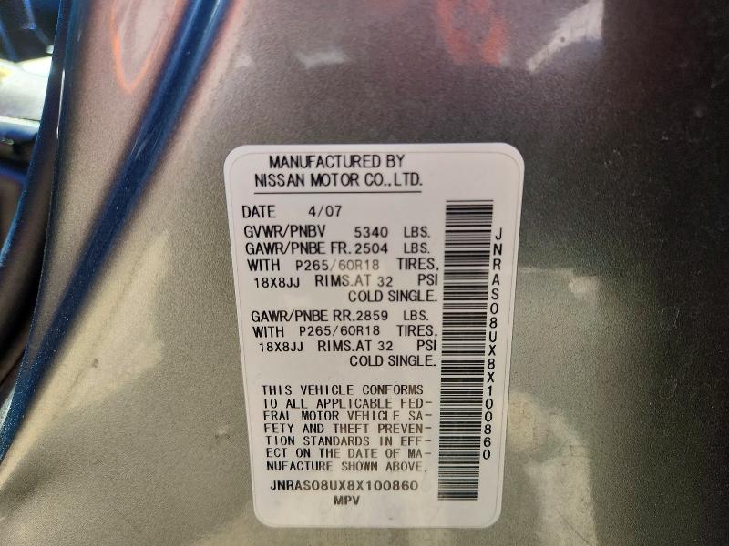 54514186 :رقم المزاد ، JNRAS08UX8X100860 vin ، 2008 Infiniti Fx35 مزاد بيع