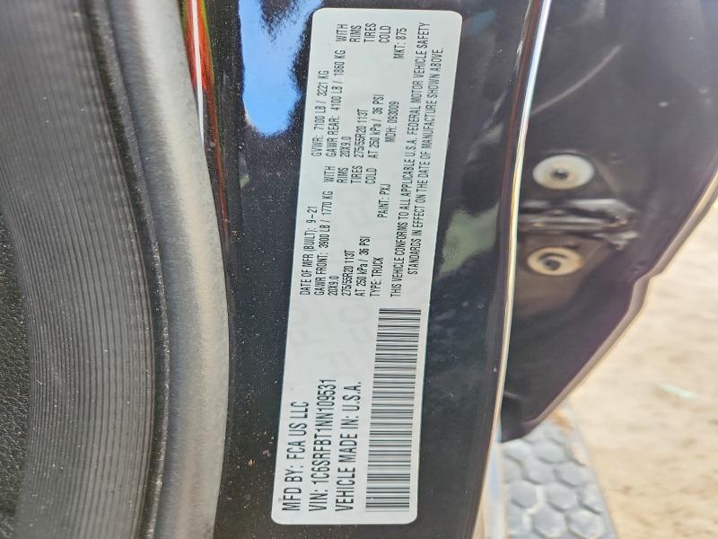 Продаж на аукціоні авто 2022 Ram 1500, vin: 1C6SRFBT1NN109531, номер лоту: 52296096