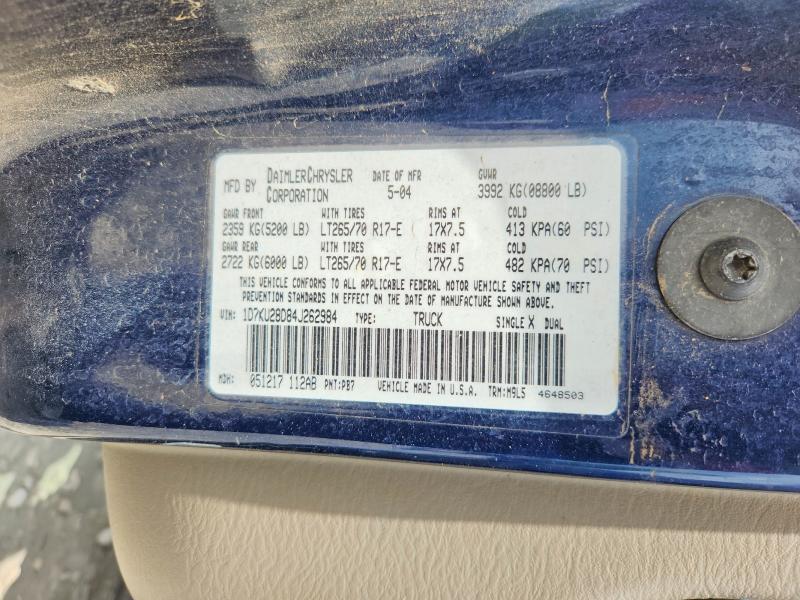 Продаж на аукціоні авто 2004 Dodge Ram 2500, vin: 1D7KU28D84J262984, номер лоту: 54418156