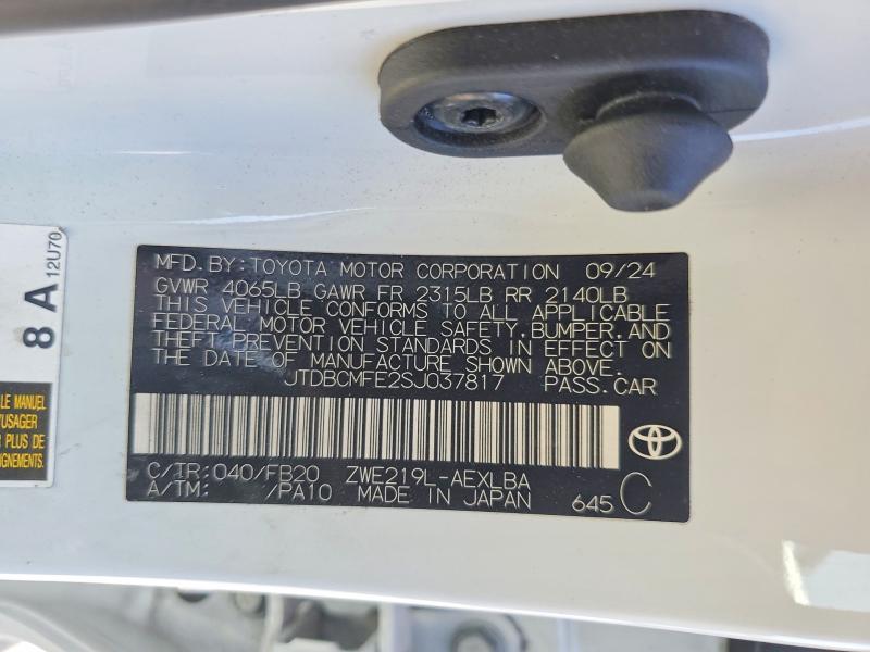 Продажа на аукционе авто 2025 Toyota Corolla Hybrid, vin: JTDBCMFE2SJ037817, номер лота: 53842776