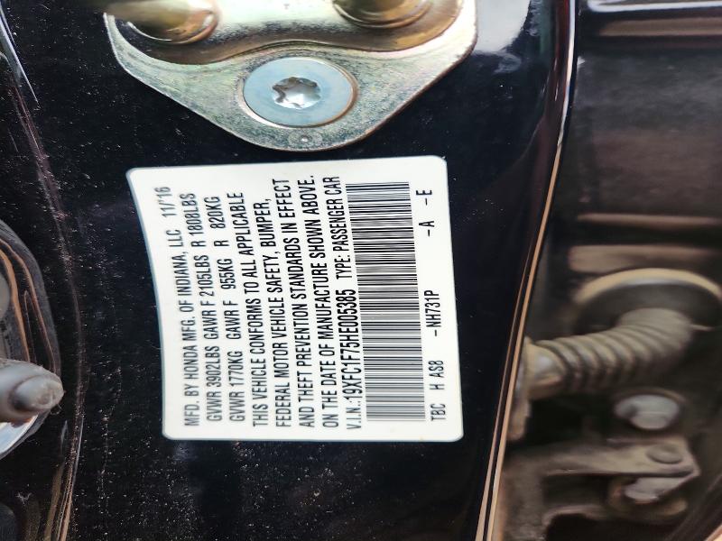 Продажа на аукционе авто 2017 Honda Civic, vin: 19XFC1F75HE005385, номер лота: 55620366