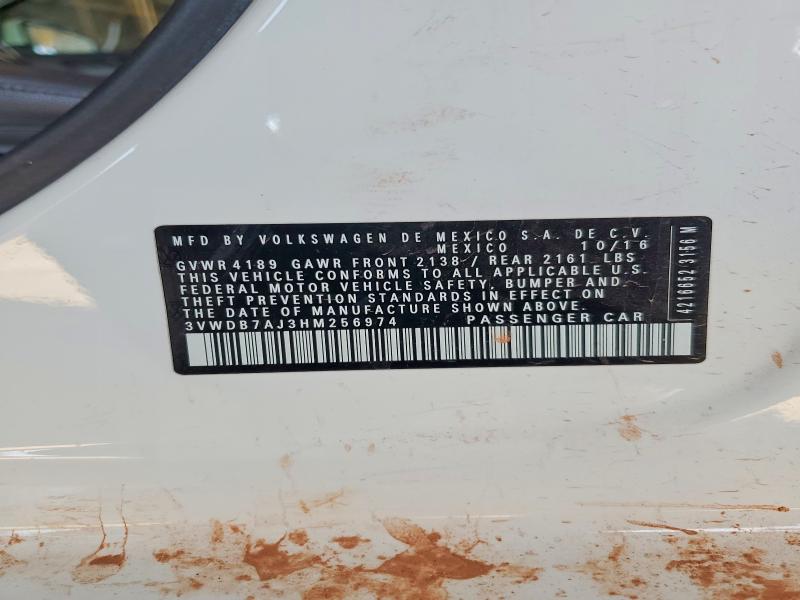 Aukcja sprzedaży 2017 Volkswagen Jetta, vin: 3VWDB7AJ3HM256974, numer aukcji: 52161056