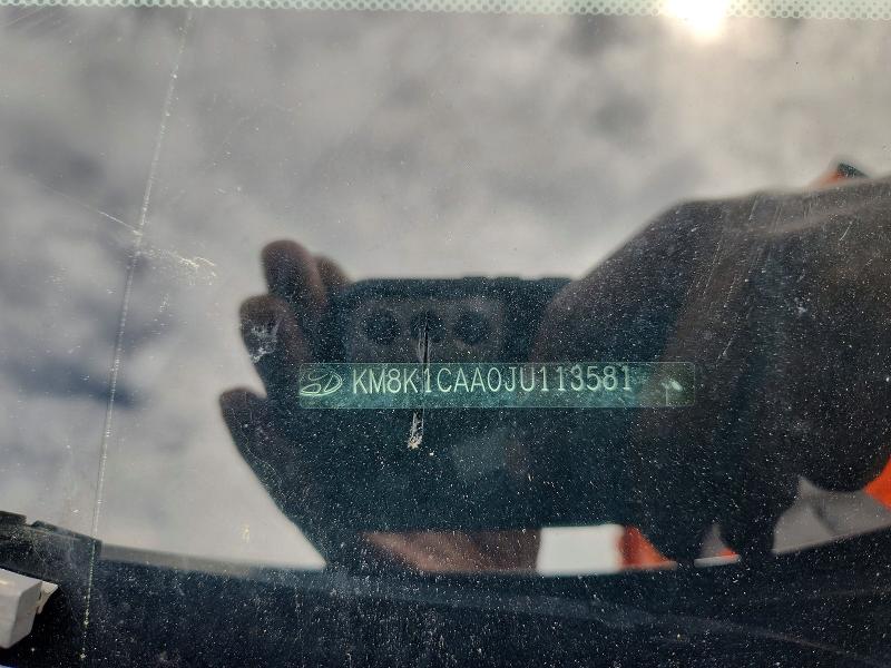 2018 Hyundai Kona მანქანა იყიდება აუქციონზე, vin: KM8K1CAA0JU113581, აუქციონის ნომერი: 54957866