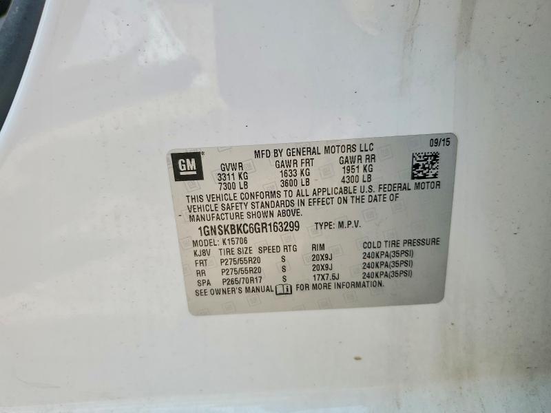 Aukcja sprzedaży 2016 Chevrolet Tahoe, vin: 1GNSKBKC6GR163299, numer aukcji: 52176126