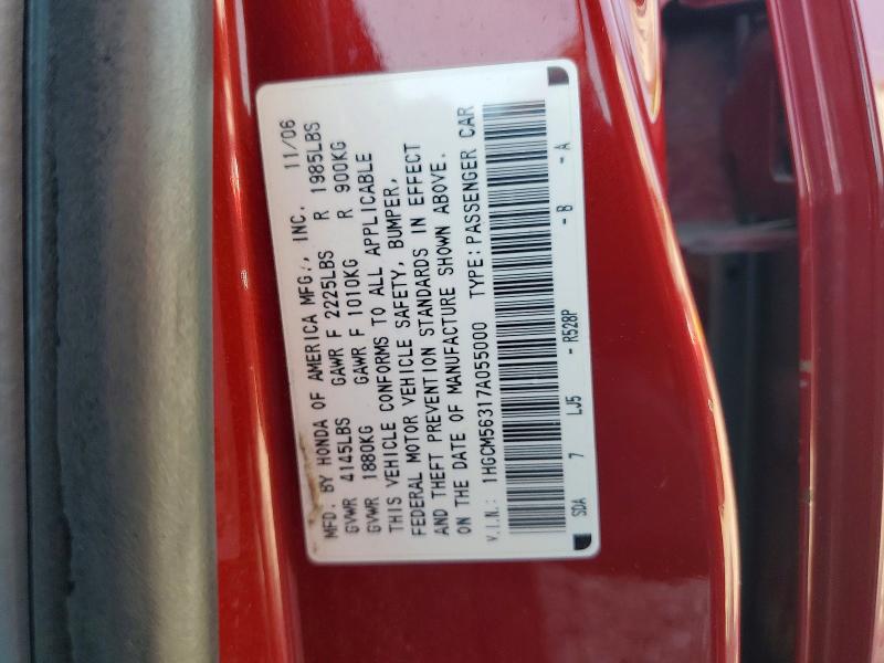 53958726 :رقم المزاد ، 1HGCM56317A055000 vin ، 2007 Honda Accord مزاد بيع