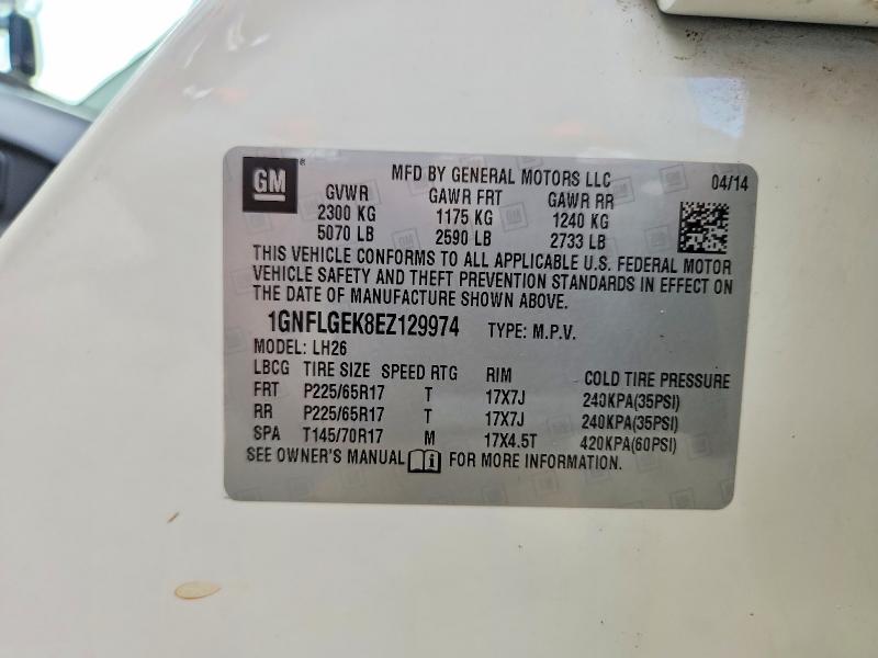 Продаж на аукціоні авто 2014 Chevrolet Equinox, vin: 1GNFLGEK8EZ129974, номер лоту: 52335086