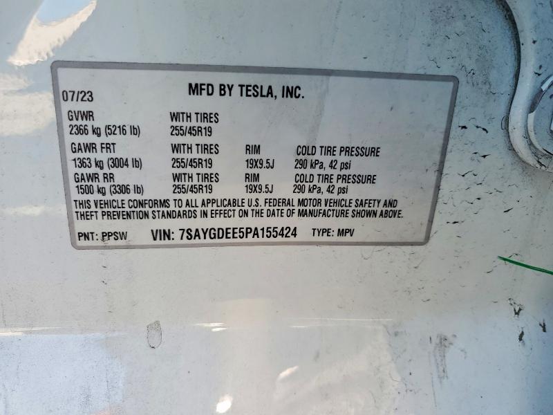 Продаж на аукціоні авто 2023 Tesla Model Y, vin: 7SAYGDEE5PA155424, номер лоту: 52059936