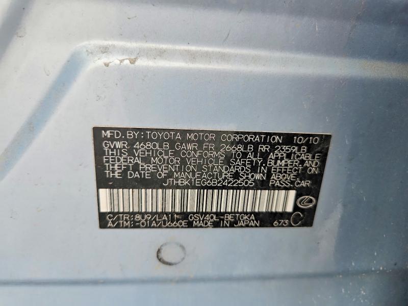 Продаж на аукціоні авто 2011 Lexus Es, vin: JTHBK1EG6B2422505, номер лоту: 53835966