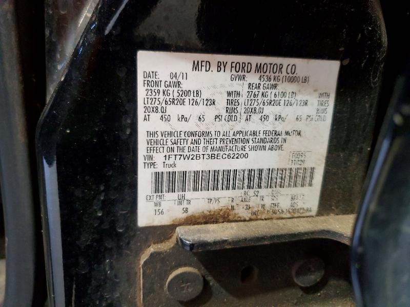 2011 Ford F250 მანქანა იყიდება აუქციონზე, vin: 1FT7W2BT3BEC62200, აუქციონის ნომერი: 55142996