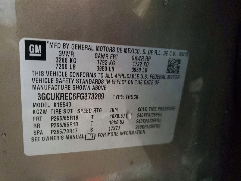 54179636 :رقم المزاد ، 3GCUKREC6FG373289 vin ، 2015 Chevrolet Silverado مزاد بيع