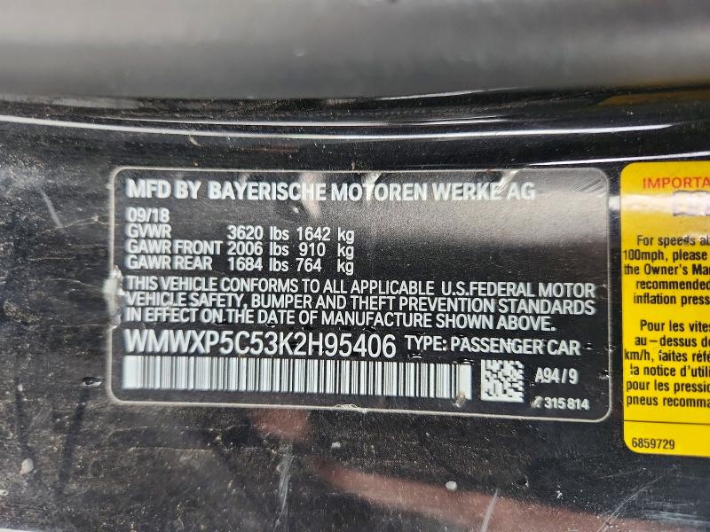 Aukcja sprzedaży 2019 Mini Cooper, vin: WMWXP5C53K2H95406, numer aukcji: 53546336