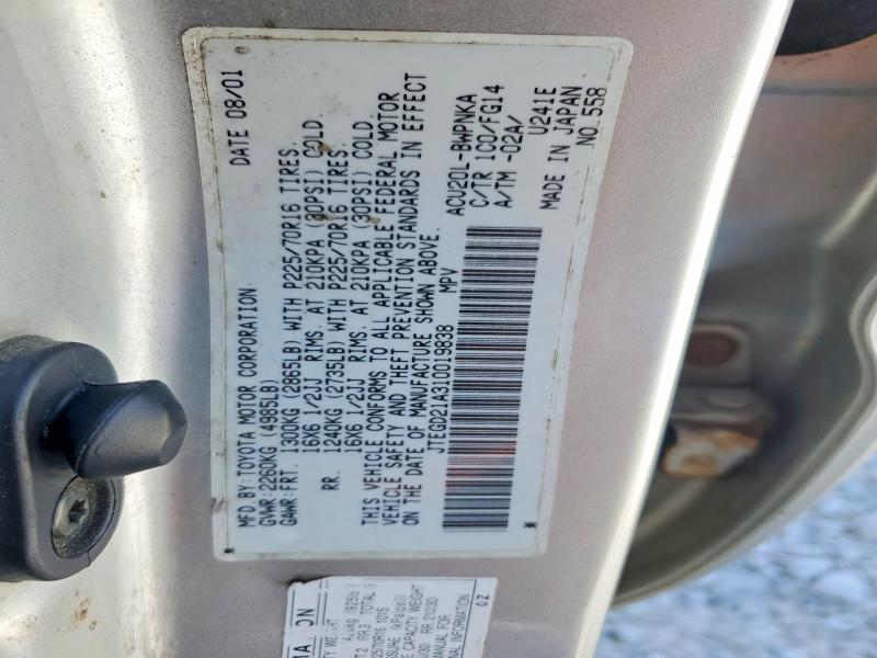 52767946 :رقم المزاد ، JTEGD21A310019838 vin ، 2001 Toyota Highlander مزاد بيع