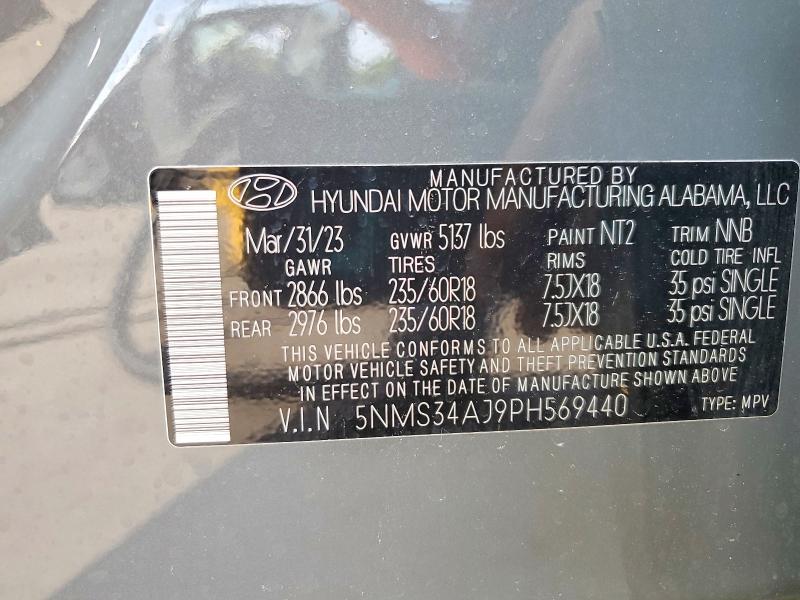 Aukcja sprzedaży 2020 Hyundai Santa Fe, vin: 5NMS34AJ9PH569440, numer aukcji: 52417836