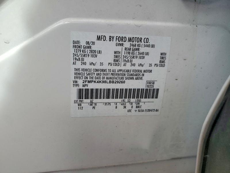 Aukcja sprzedaży 2020 Ford Edge, vin: 2FMPK4K98LBB29260, numer aukcji: 55350326