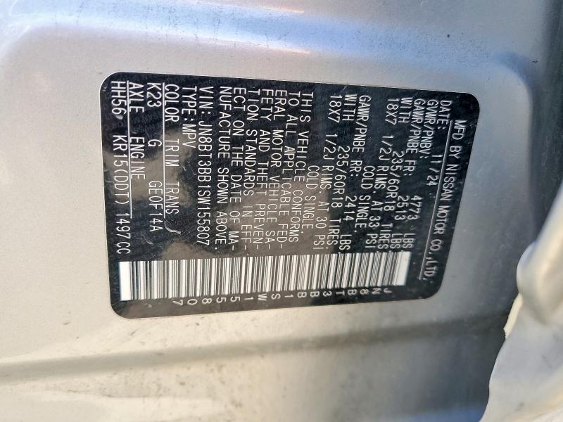 52901336 :رقم المزاد ، JN8BT3BB1SW155807 vin ، 2025 Nissan Rogue مزاد بيع
