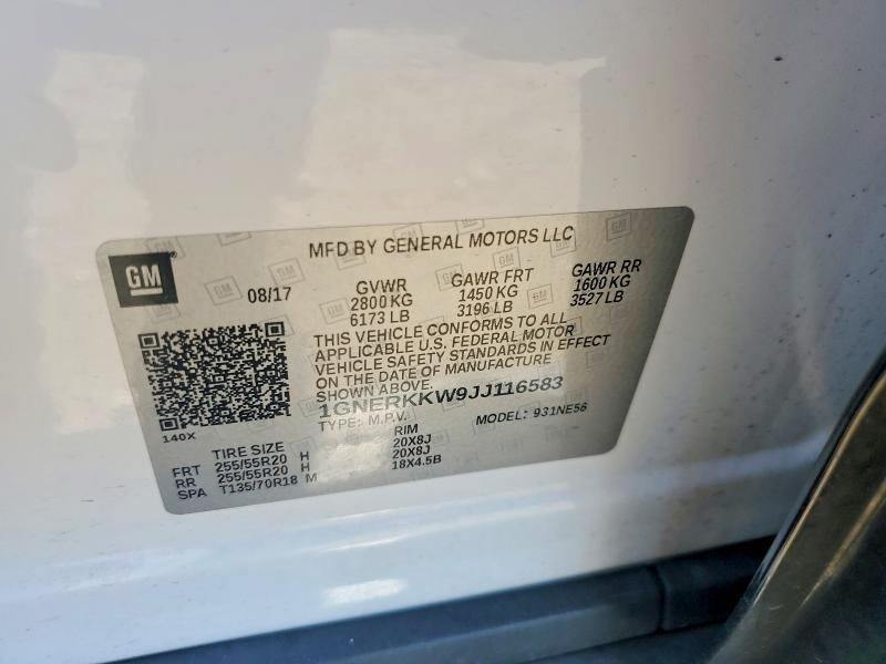 Aukcja sprzedaży 2018 Chevrolet Traverse, vin: 1GNERKKW9JJ116583, numer aukcji: 53768546