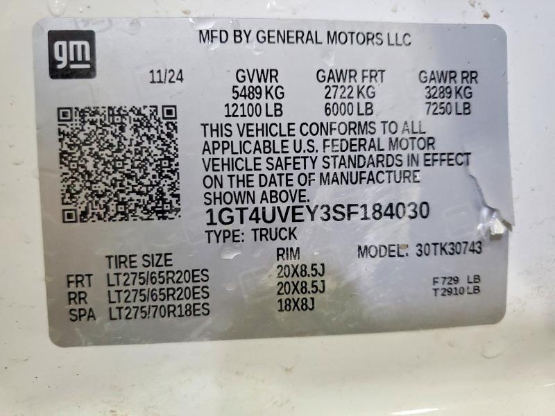 Продажа на аукционе авто 2025 Gmc Sierra, vin: 1GT4UVEY3SF184030, номер лота: 54013746