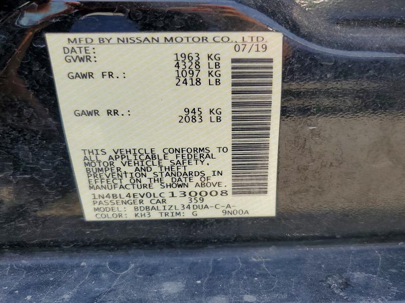 53930996 :رقم المزاد ، 1N4BL4EV0LC130008 vin ، 2020 Nissan Altima مزاد بيع