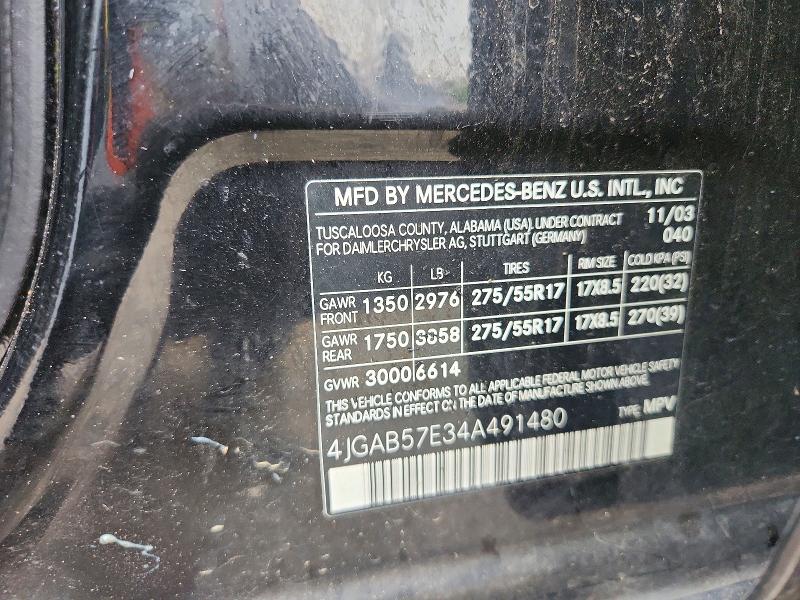 Продаж на аукціоні авто 2004 Mercedes-benz Ml, vin: 4JGAB57E34A491480, номер лоту: 52578726