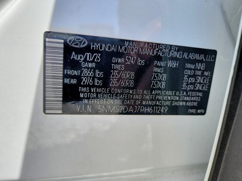 53213476 :رقم المزاد ، 5NMS2DAJ7PH611249 vin ، 2023 Hyundai Santa Fe مزاد بيع