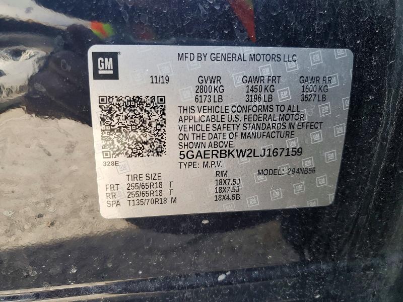 54688806 :رقم المزاد ، 5GAERBKW2LJ167159 vin ، 2020 Buick Enclave مزاد بيع