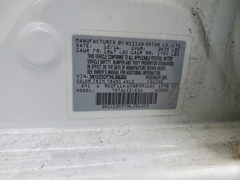 2017 Nissan Versa Note მანქანა იყიდება აუქციონზე, vin: 3N1CE2CP7HL356353, აუქციონის ნომერი: 53817626