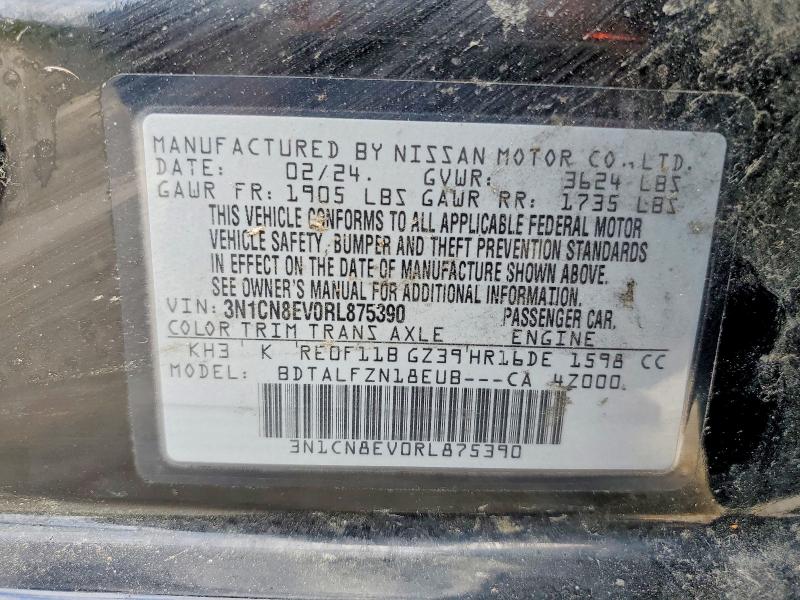 Продажа на аукционе авто 2024 Nissan Versa, vin: 3N1CN8EV0RL875390, номер лота: 53717796
