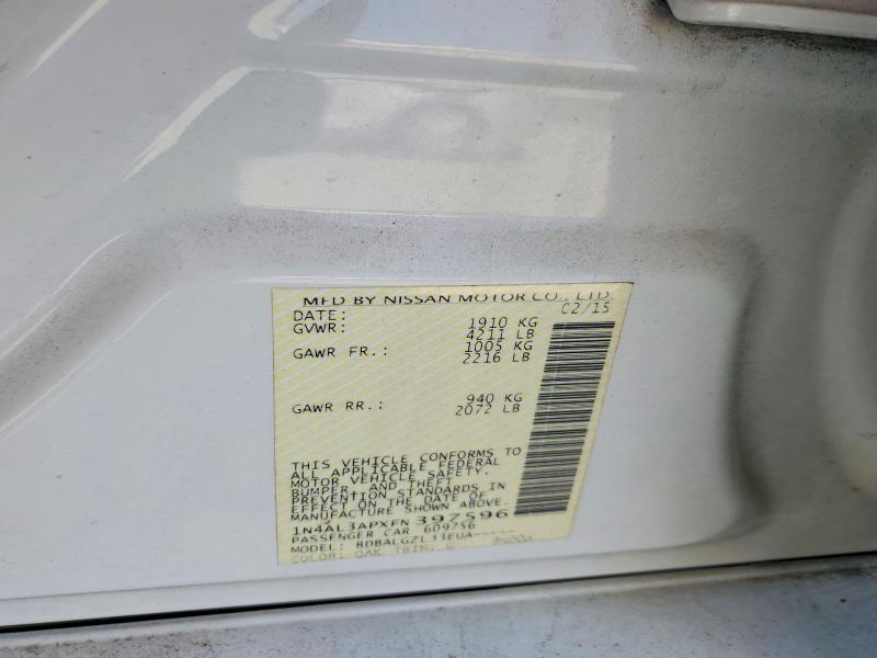 54148766 :رقم المزاد ، 1N4AL3APXFN397596 vin ، 2015 Nissan Altima مزاد بيع