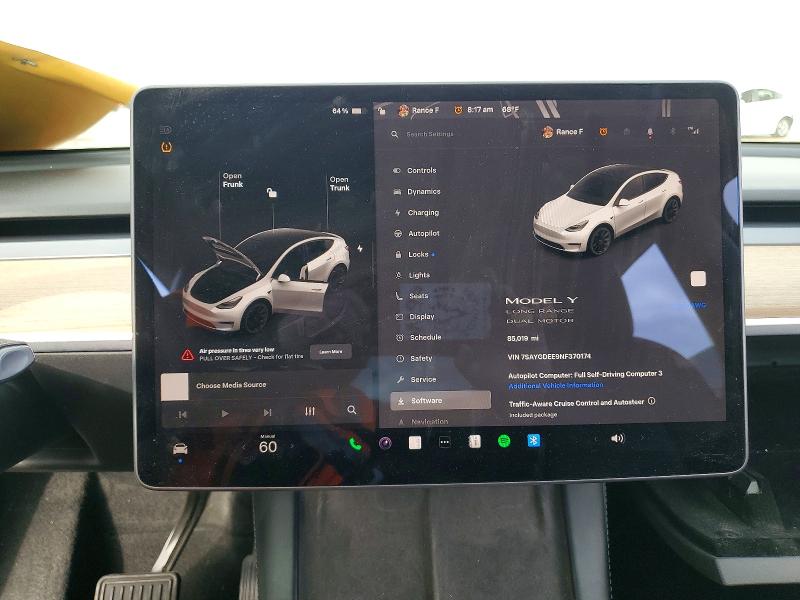 Продажа на аукционе авто 2022 Tesla Model Y, vin: 7SAYGDEE9NF370174, номер лота: 53577246