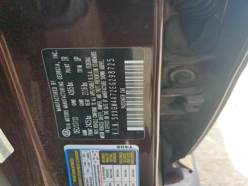 Auction sale of the 2014 Kia Optima, vin: 5XXGM4A72EG298725, lot number: 54324666