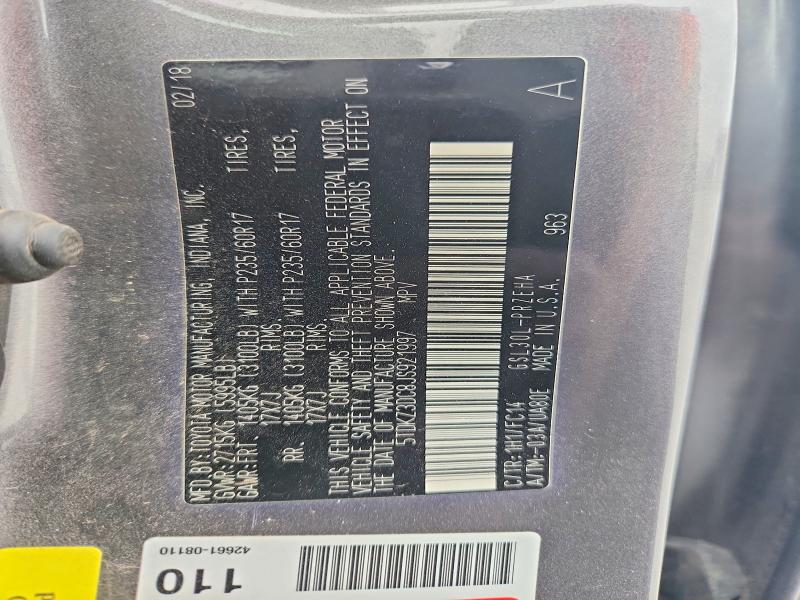 2018 Toyota Sienna მანქანა იყიდება აუქციონზე, vin: 5TDKZ3DC8JS921997, აუქციონის ნომერი: 54736416
