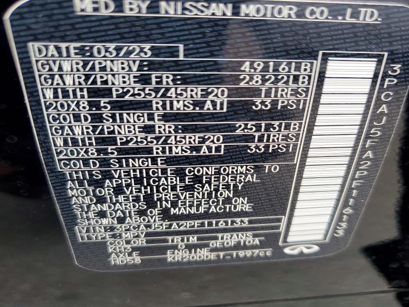 2023 Infiniti Qx50 მანქანა იყიდება აუქციონზე, vin: 3PCAJ5FA2PF116133, აუქციონის ნომერი: 53288306